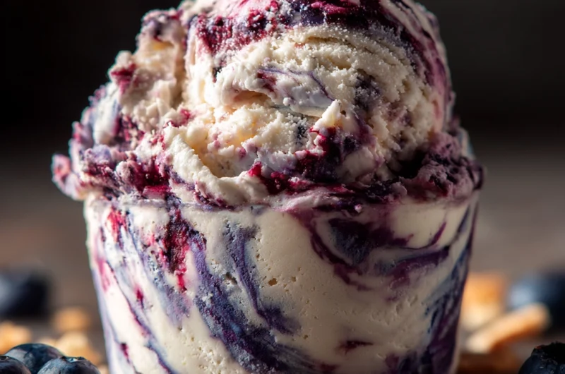 Blueberry Swirled Cheesecake Ice Cream
