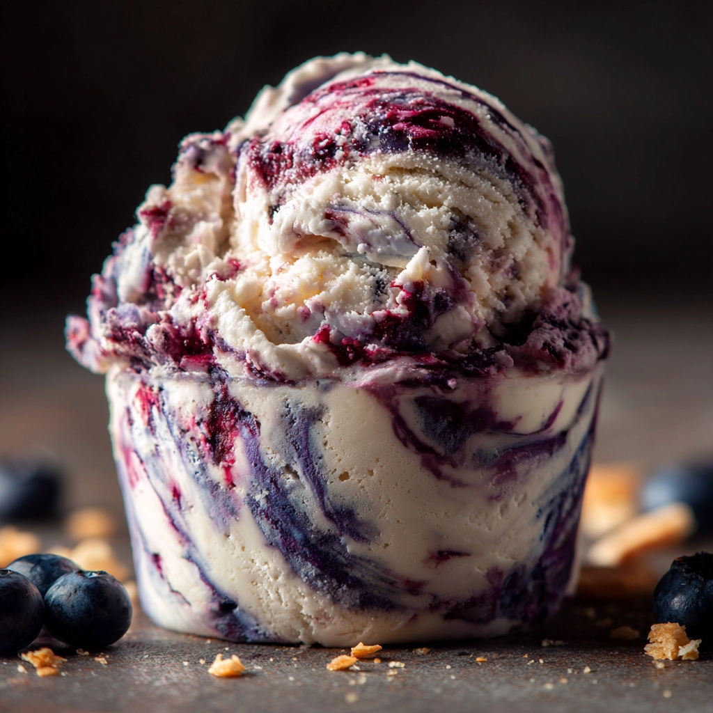 Blueberry Swirled Cheesecake Ice Cream