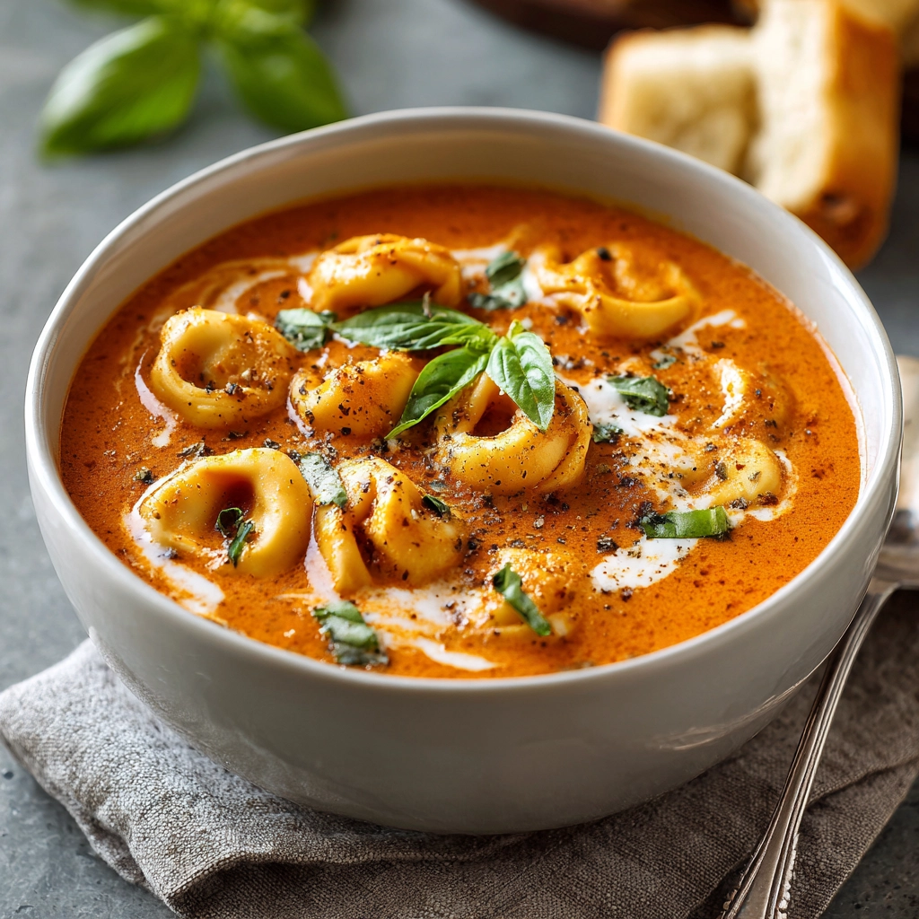 Creamy Tomato Basil Tortellini Soup