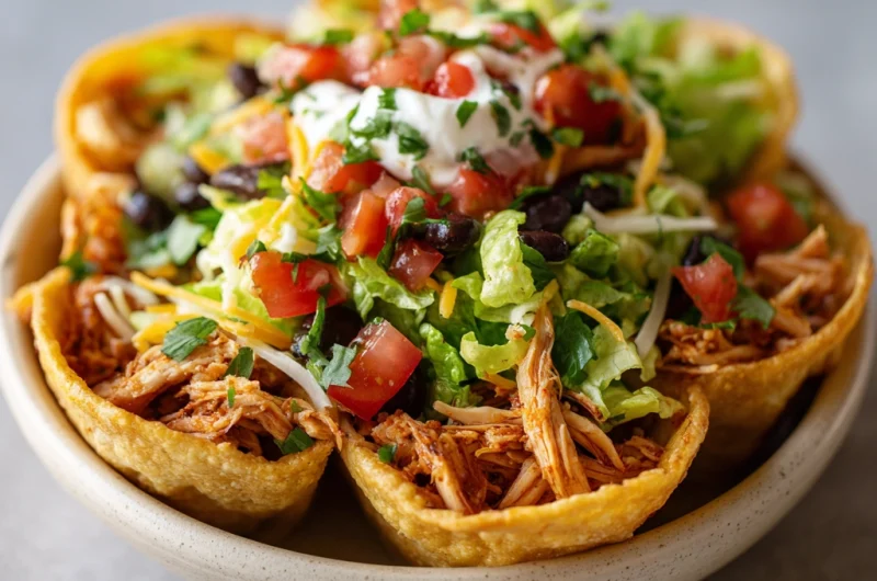 Taco Salad Bowls With Shredded Chicken
