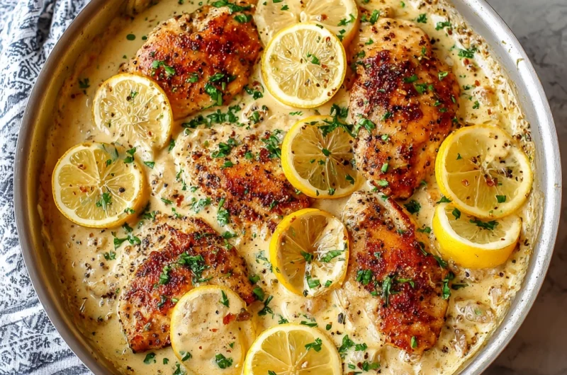 Creamy Lemon Pepper Skillet Chicken: A Comforting Meal Bursting with Flavor