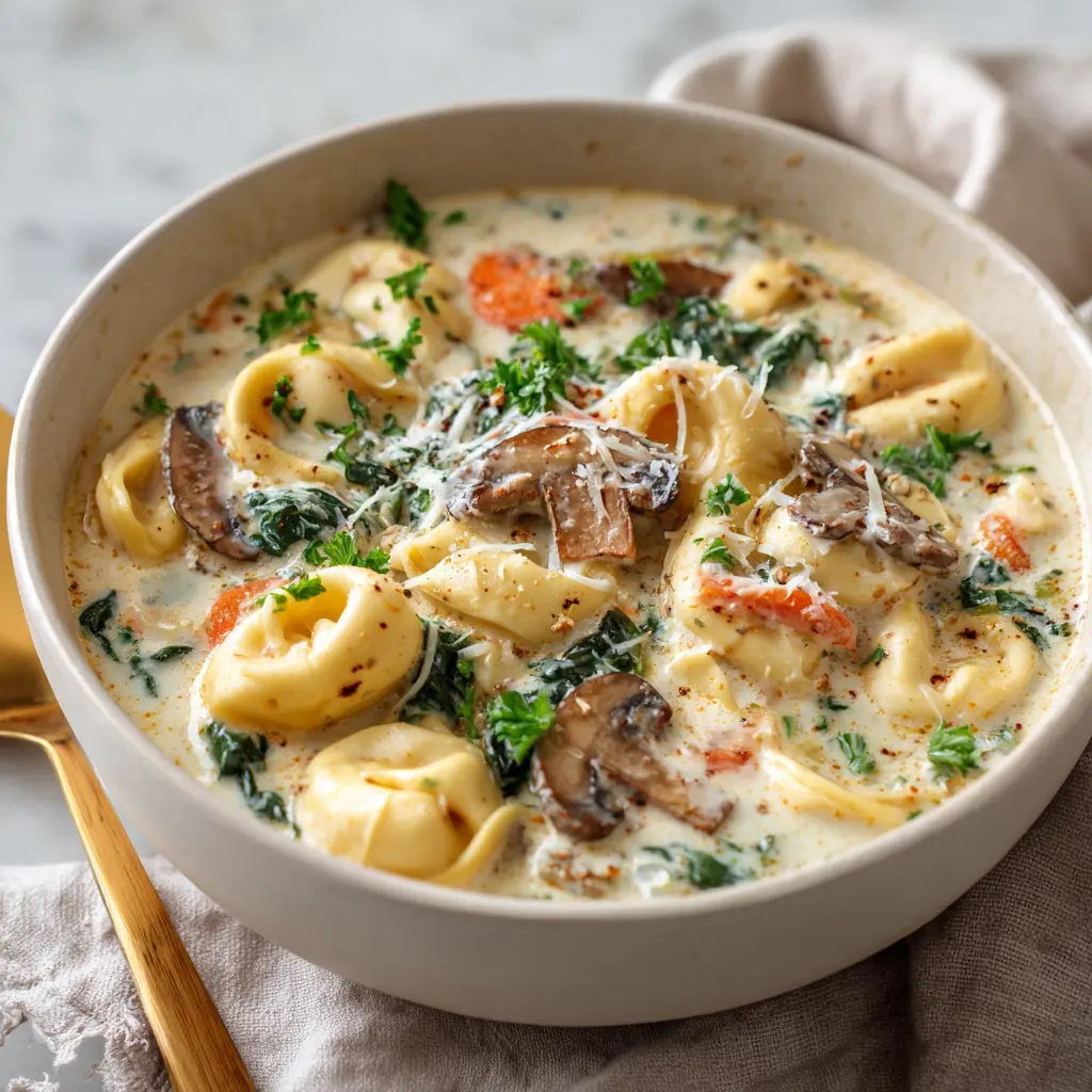 Slow Cooker Creamy Tortellini Soup