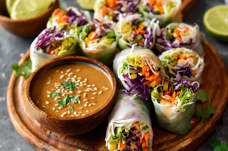 Fresh Veggie Spring Rolls with Creamy Peanut Sauce
