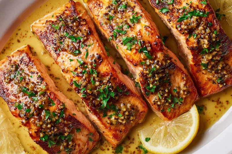 Broiled Salmon with Mustard and Lemon: A Perfect Blend of Zesty and Savory Flavors