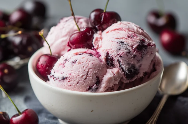 Creamy Black Cherry Ice Cream