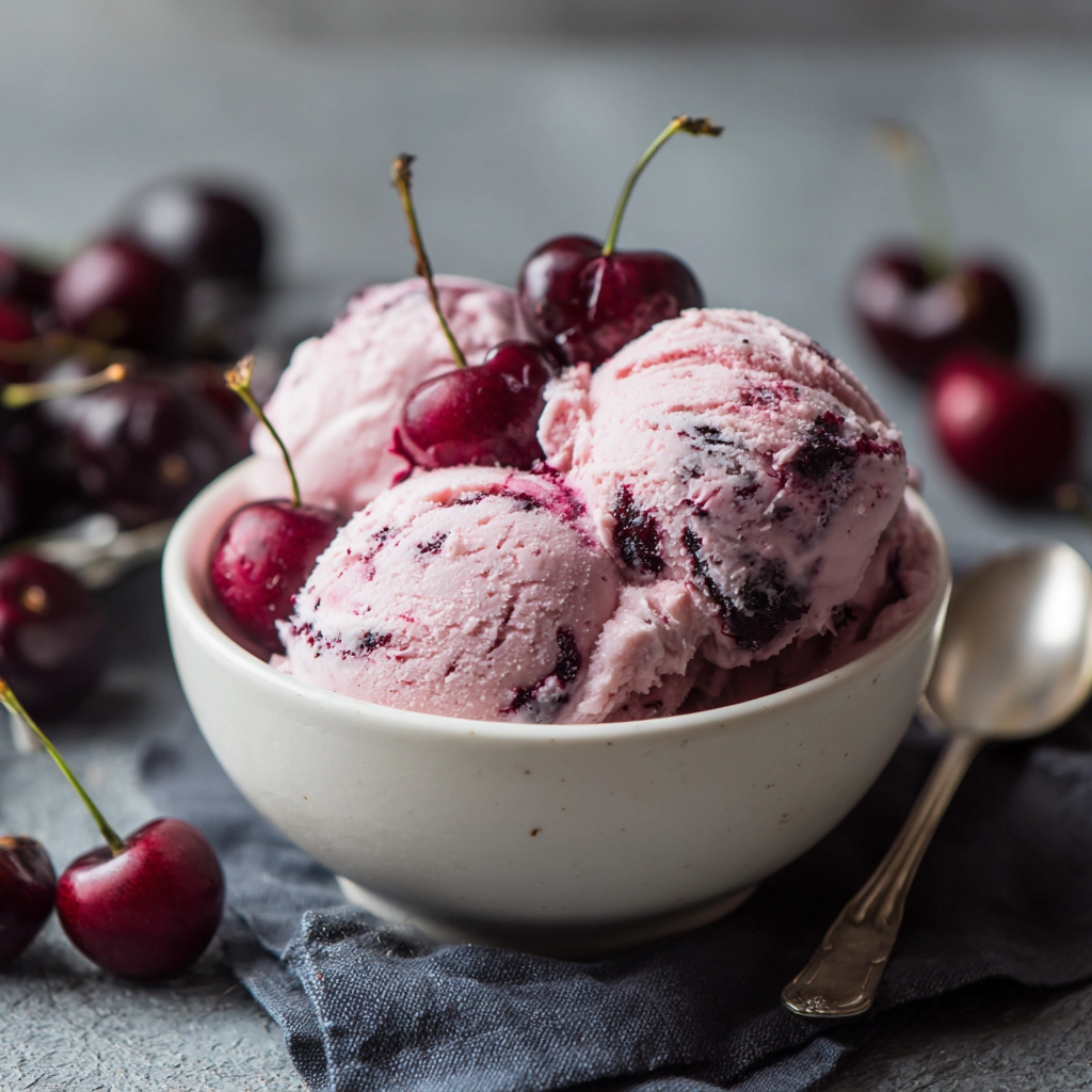 Creamy Black Cherry Ice Cream