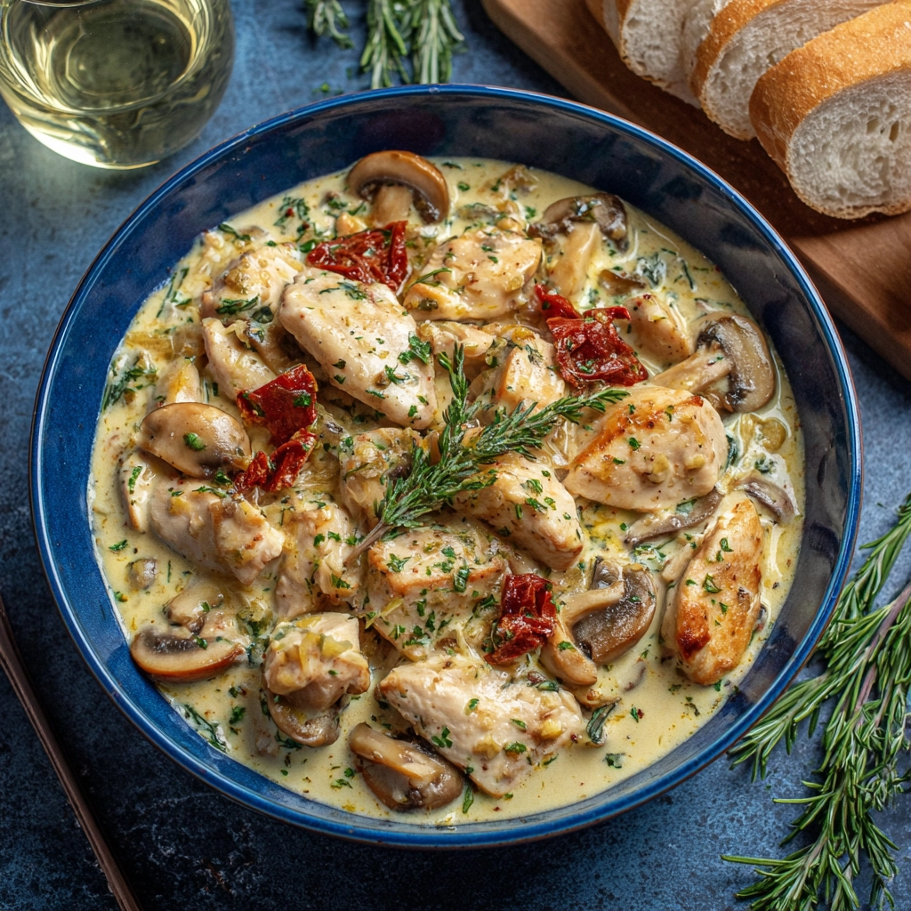 Creamy Cheese Chicken Mushroom Stew