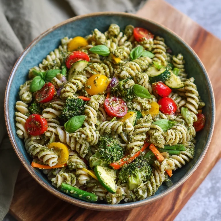 Creamy Pesto Pasta Salad with Veggies
