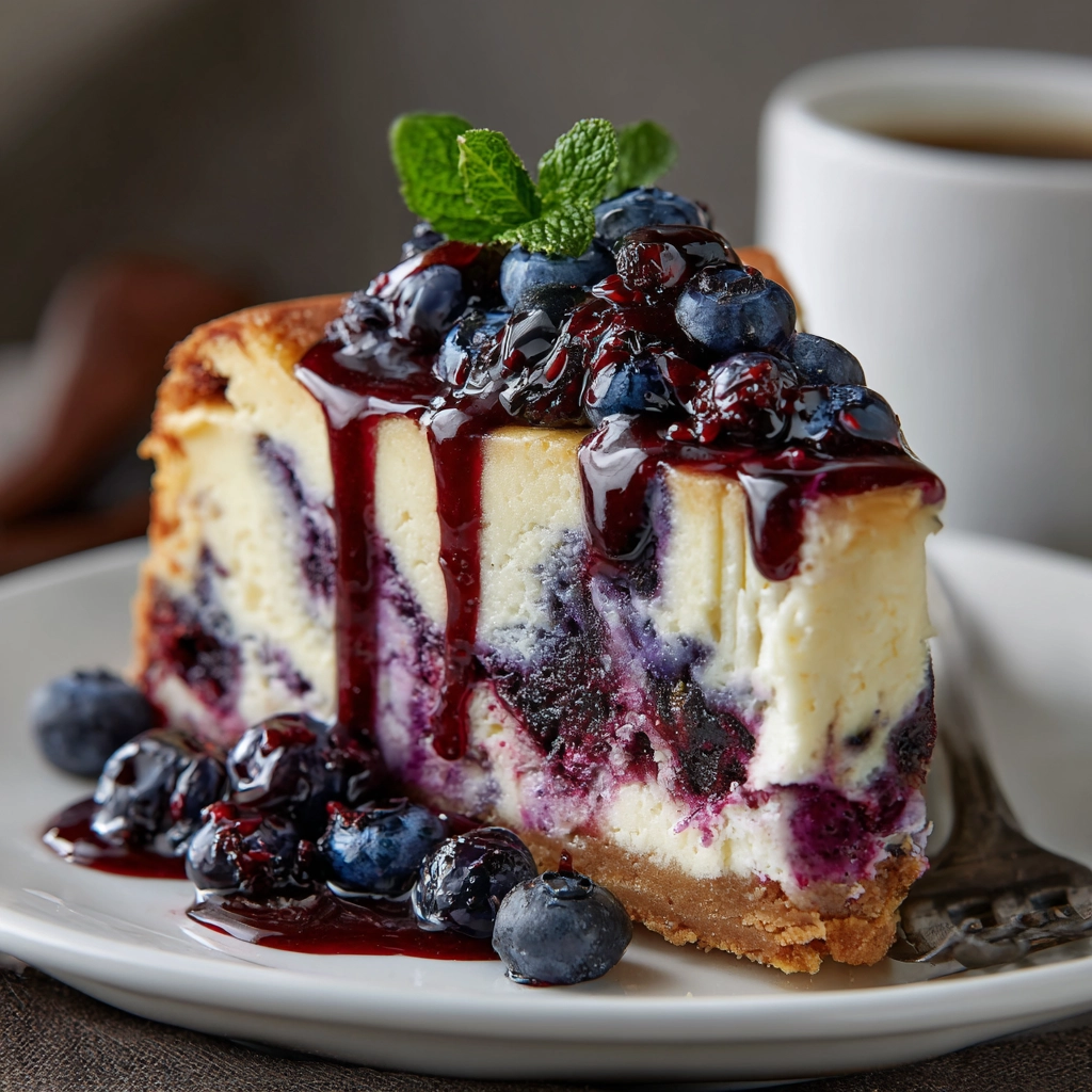 Fresh Berry Blueberry Swirl Cheesecake