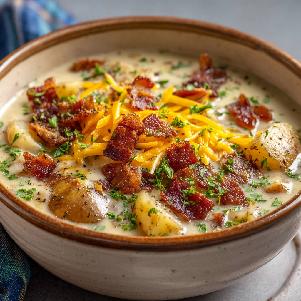 Hearty and Creamy Crockpot Potato Soup with Bacon