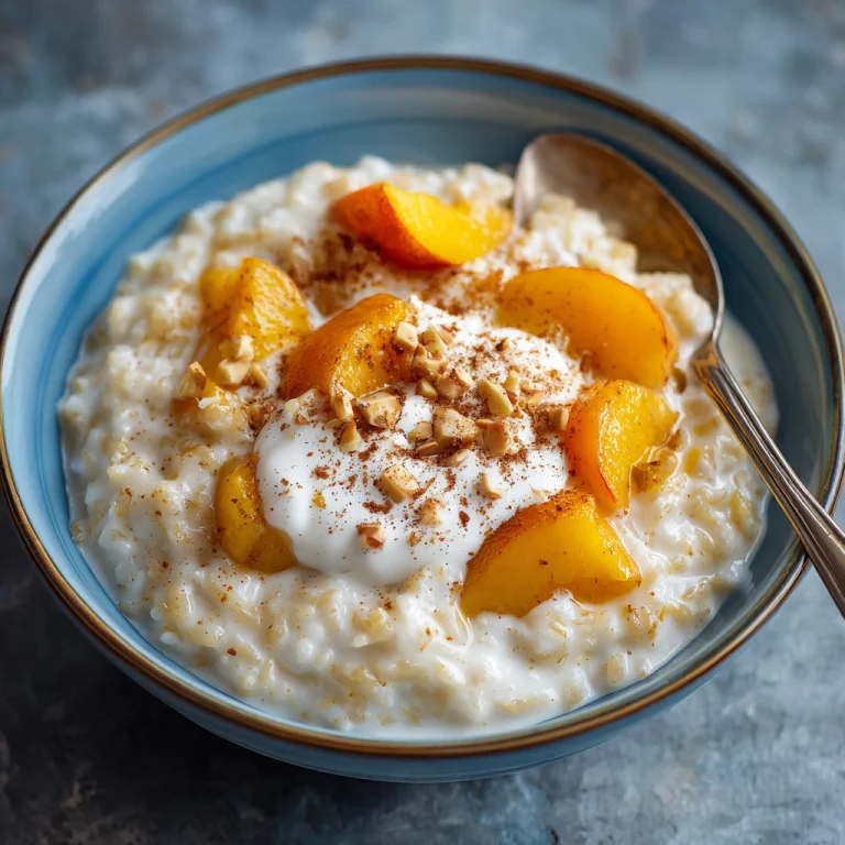 Slow Cooker Peaches and Cream Rice Pudding