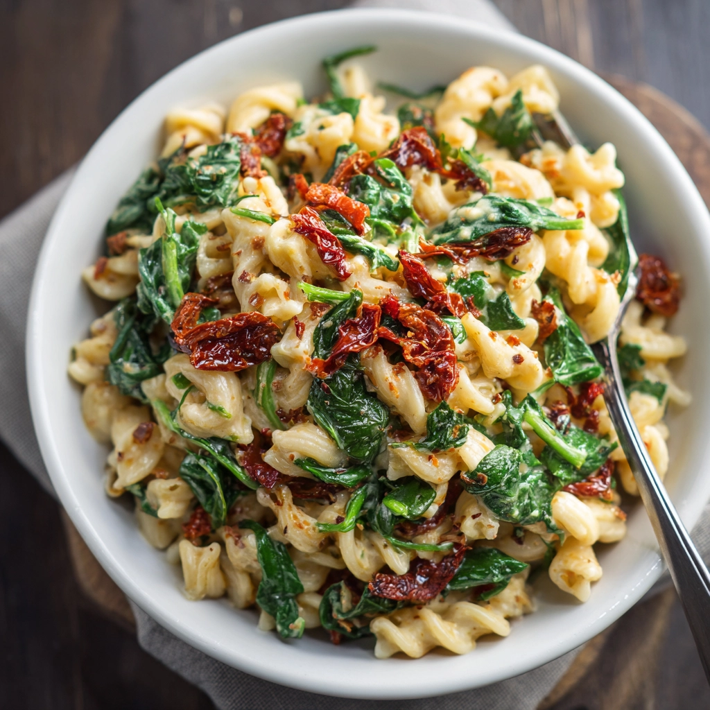 Spicy Spinach and Sun-Dried Tomato Pasta