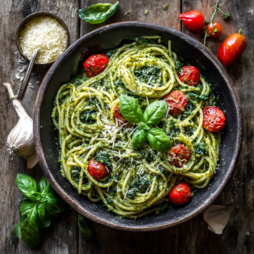 Spinach Basil Pesto Pasta