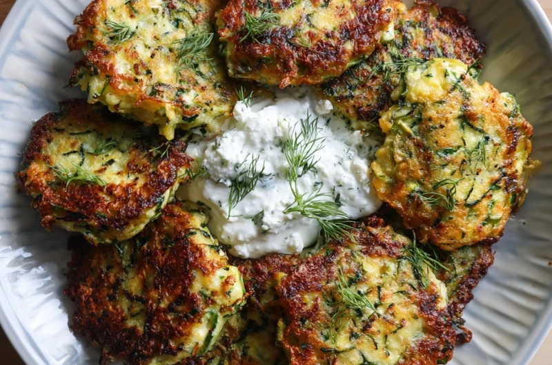 Zucchini Fritters with Feta – Crispy, Savory & Bursting with Flavor