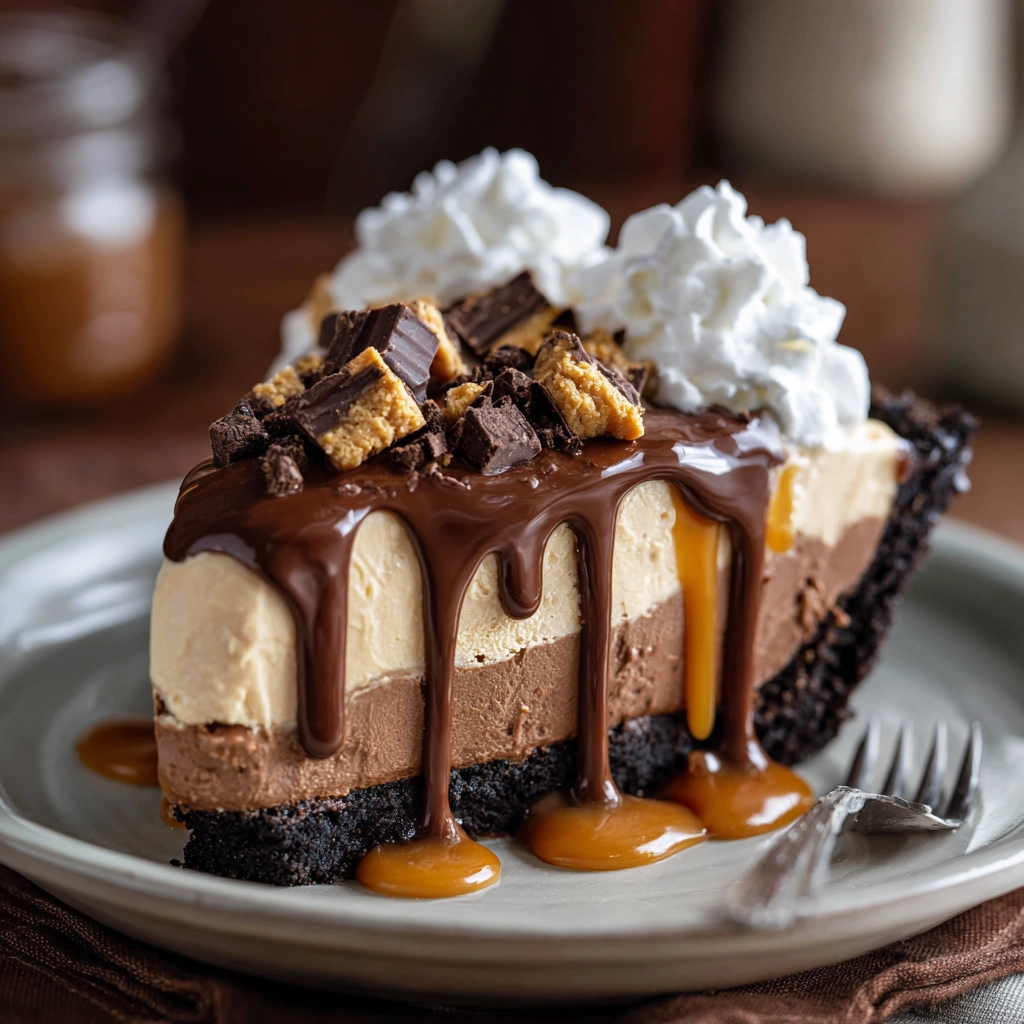 Chocolate Peanut Butter Caramel Mousse Pie