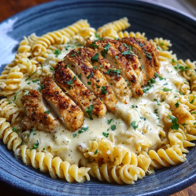 Creamy Garlic Parmesan Chicken with Cheesy Twisted Pasta