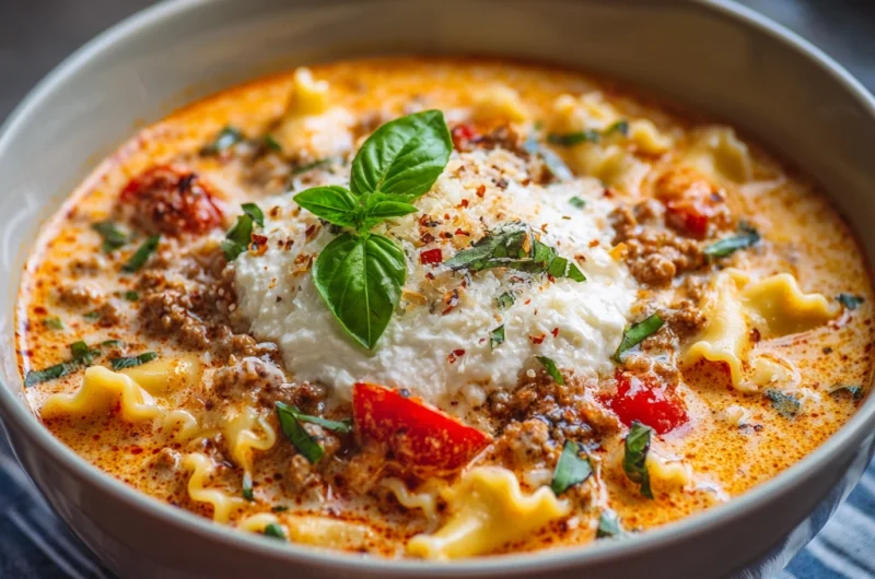 Creamy Lasagna Soup With Ricotta Topping: A Comforting Italian Classic in a Bowl
