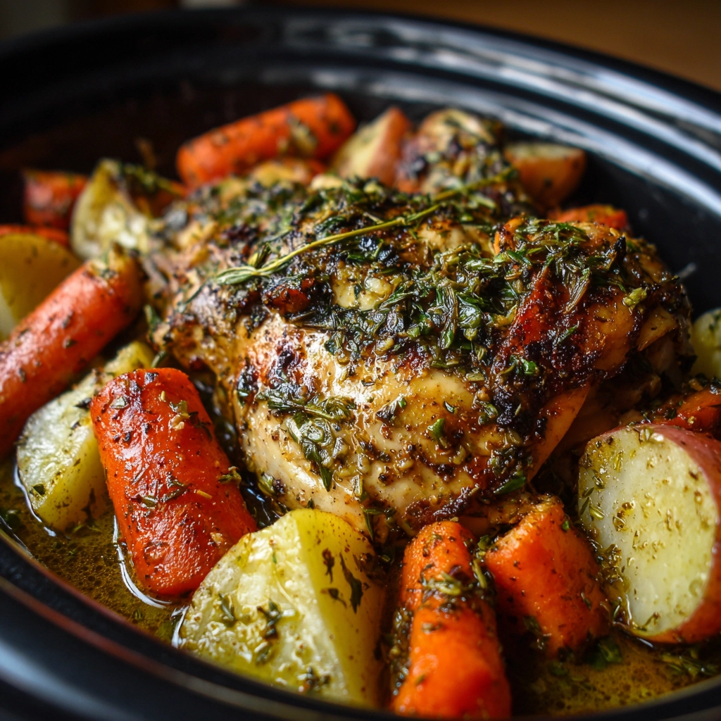 Crockpot Garlic Herb Butter Chicken with Veggies