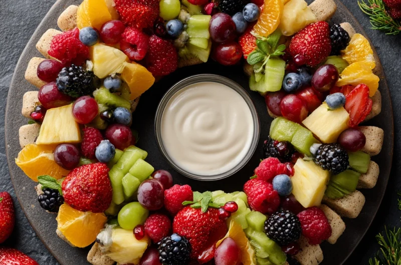 Fruit Wreath with Yogurt Dip: A Colorful, Healthy Party Favorite