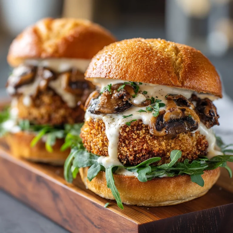 Golden Parmesan Crusted Mushroom Burgers
