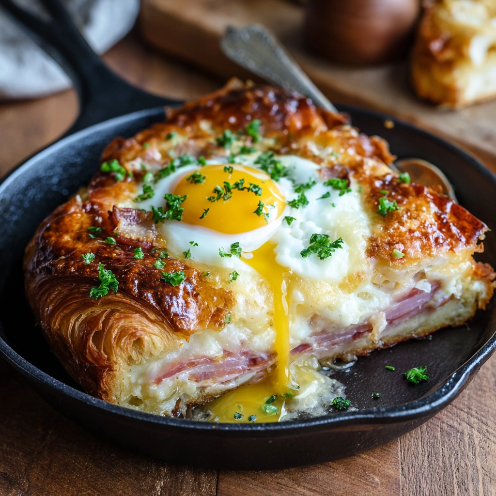 Ham Egg and Croissant Breakfast Casserole