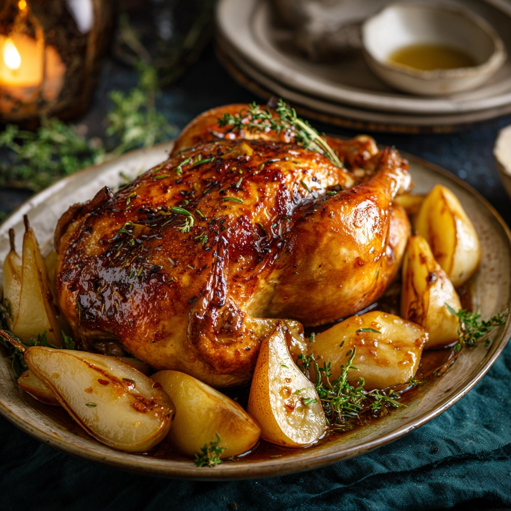 Honey Dijon Roast Chicken and Pears
