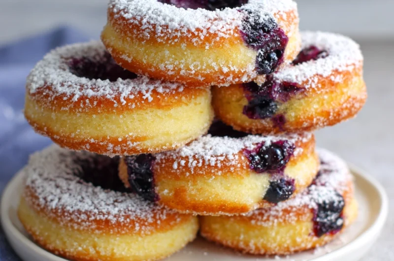 Moist Baked Blueberry Donuts