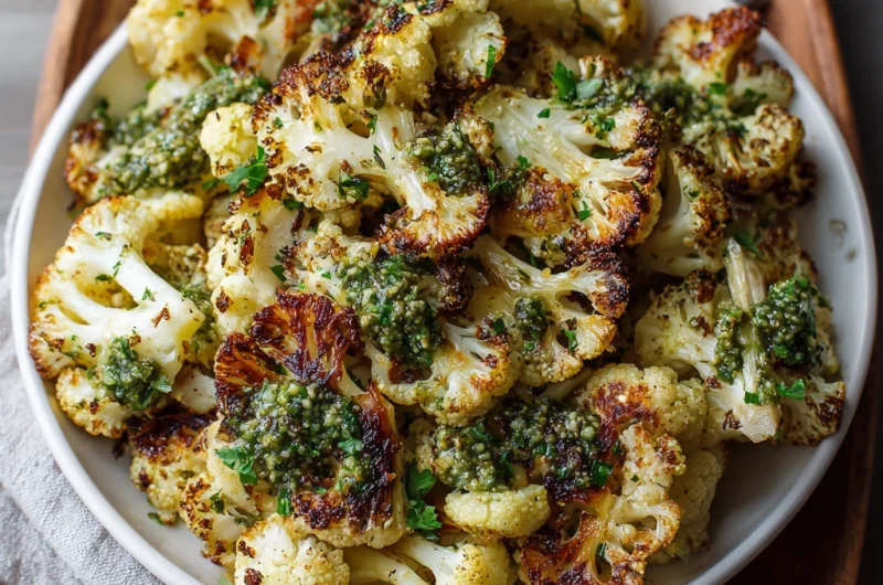 Parmesan Pesto Roasted Cauliflower: Flavorful, Crispy, and Easy