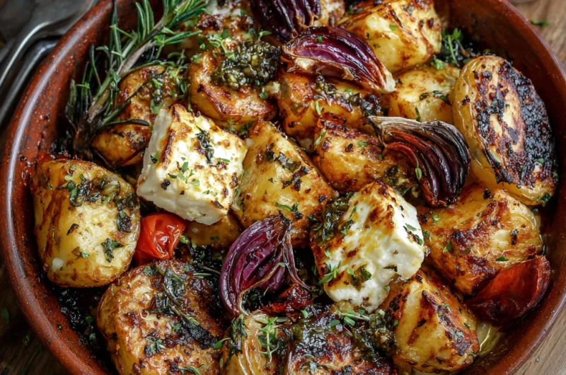Roasted Potatoes with Baked Feta and Garlic Magic: A Flavorful Comfort Dish