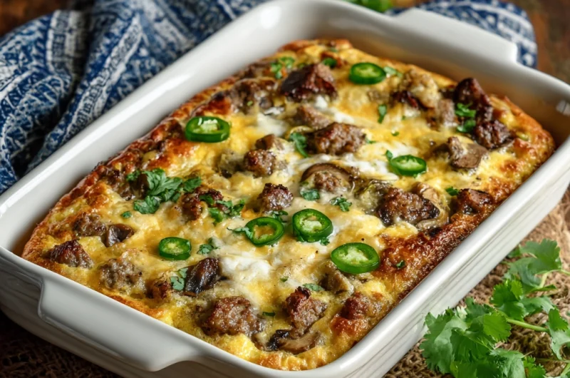 Sausage, Mushroom & Green Chile Breakfast Casserole