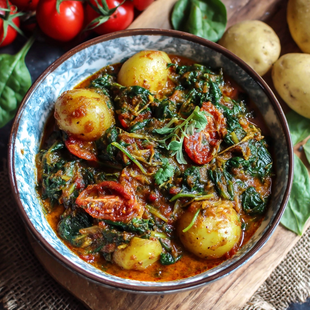 Spinach Potato Tomato Curry