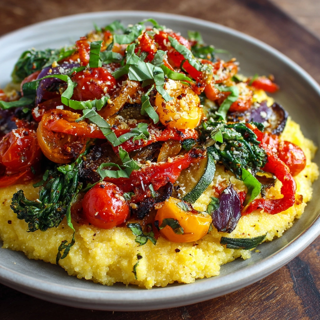 Basil Parmesan Polenta Veggie Salad