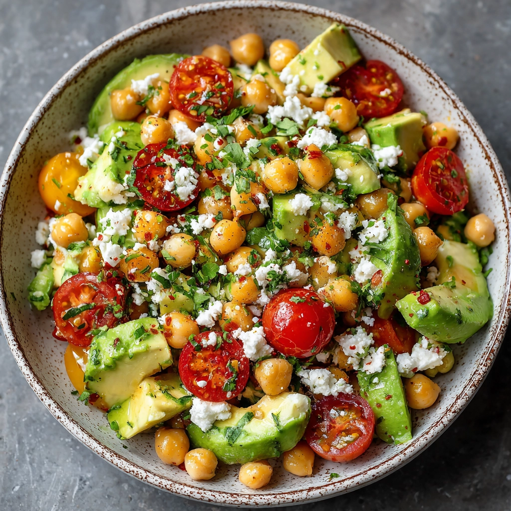 Chickpea Feta Avocado Salad