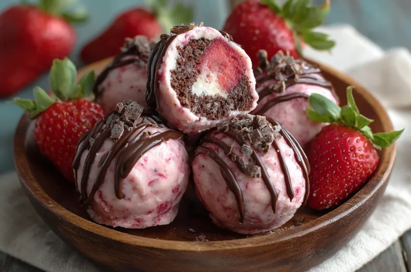 Chocolate Strawberry Frozen Yogurt Bites