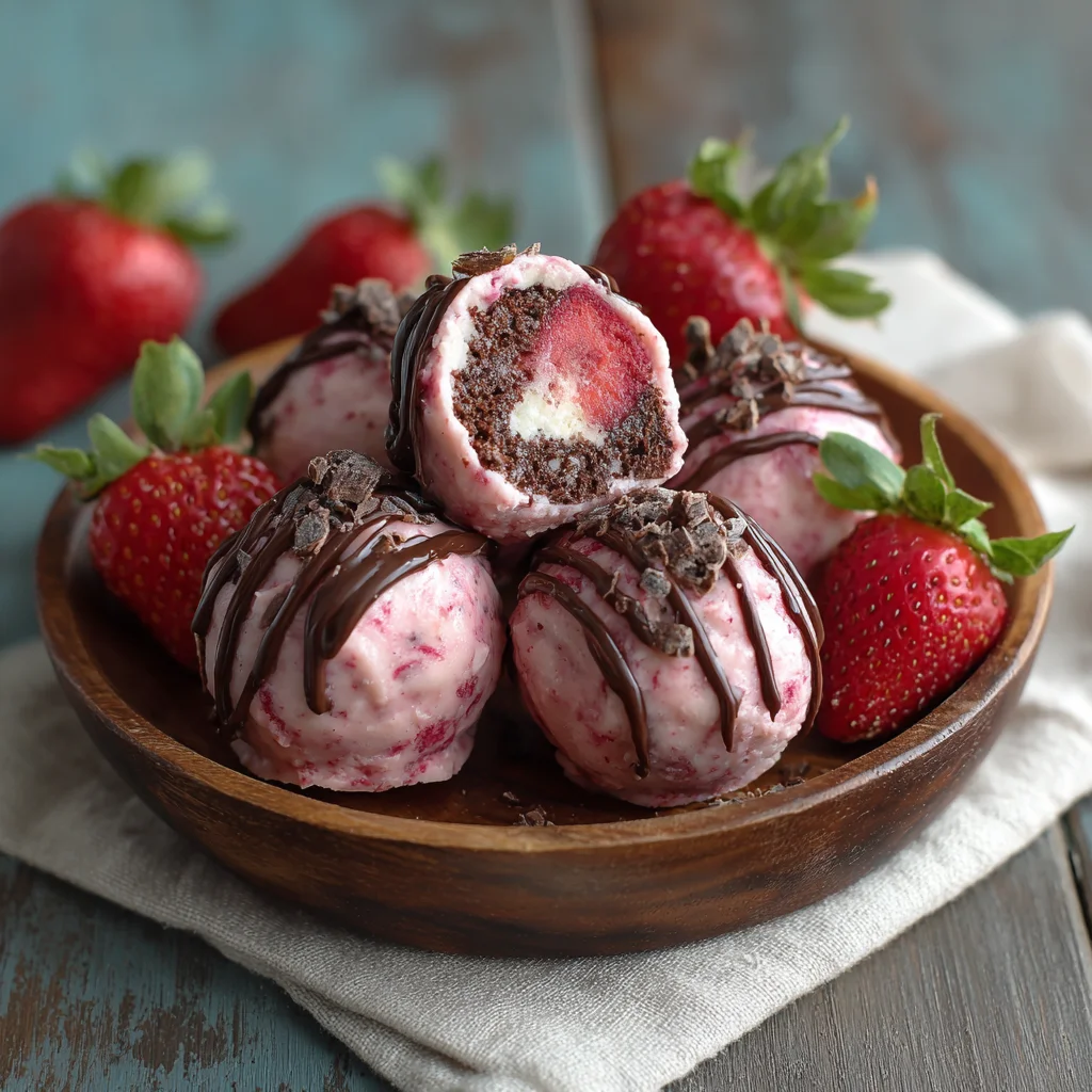 Chocolate Strawberry Frozen Yogurt Bites