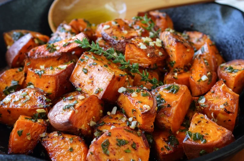 Garlic Roasted Sweet Potatoes