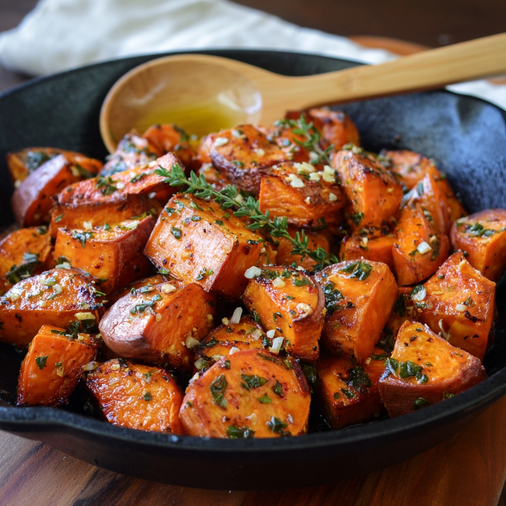Garlic Roasted Sweet Potatoes