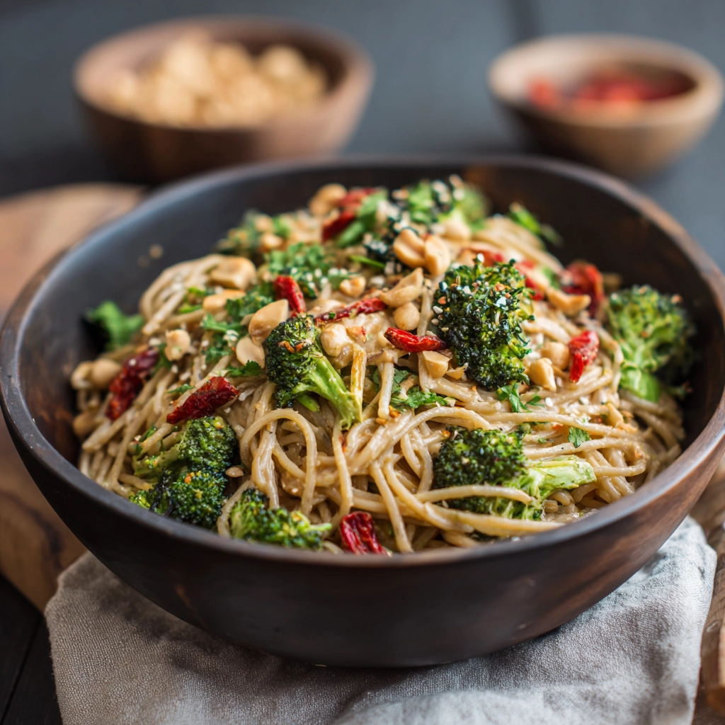 Roasted Broccoli Peanut Noodles