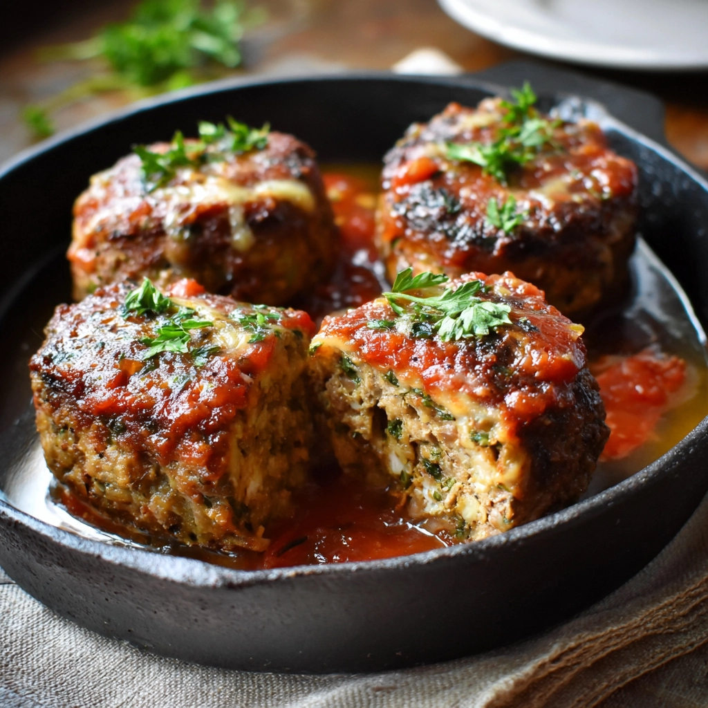 Stuffed Italian Mini Meatloaves Recipe