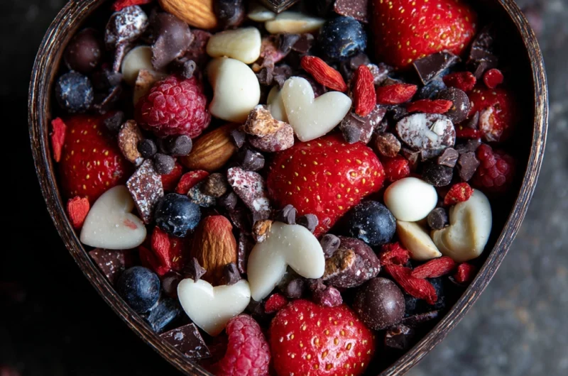 Valentine Trail Mix with Chocolate and Berries: Sweet, Healthy, and Perfect for Sharing
