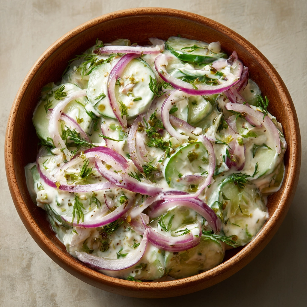 Dad’s Creamy Cucumber Salad Recipe