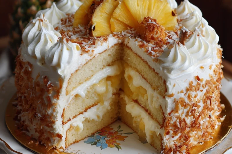 Hawaiian Pineapple Coconut Dream Cake: A Tropical Slice of Heaven