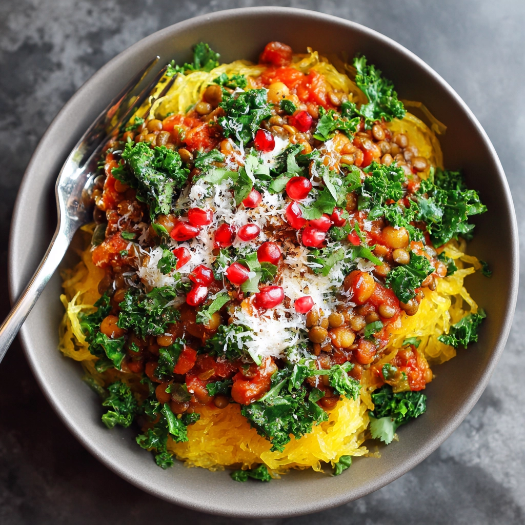 Spaghetti Squash and Lentil Bowl