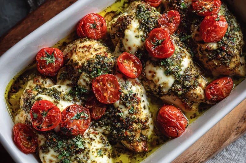 Baked Pesto Chicken with Mozzarella