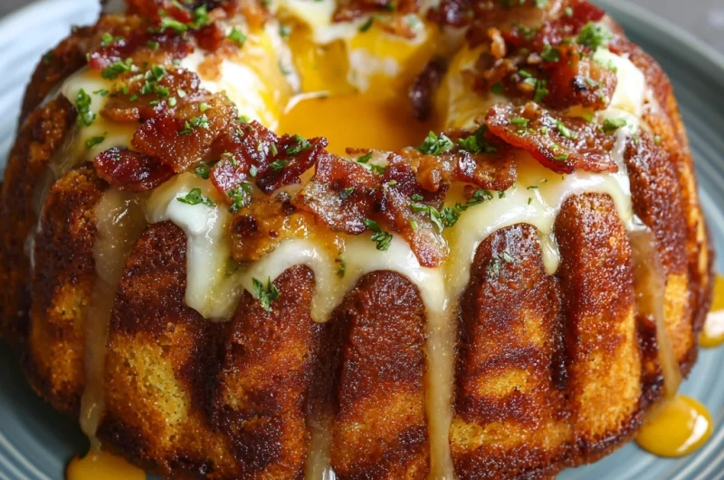 Breakfast Bundt Cake with Bacon, Egg, and Cheese