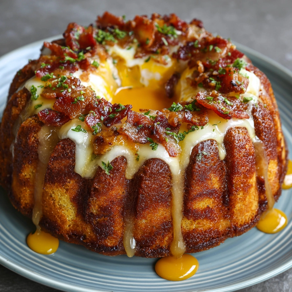 Breakfast Bundt Cake with Bacon Egg & Cheese