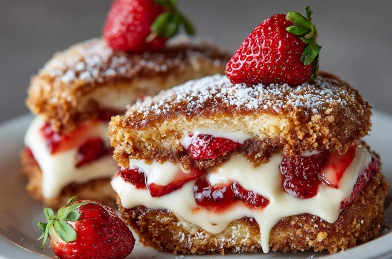 Fried Strawberry Cheesecake Sandwiches – Crispy, Creamy & Irresistible
