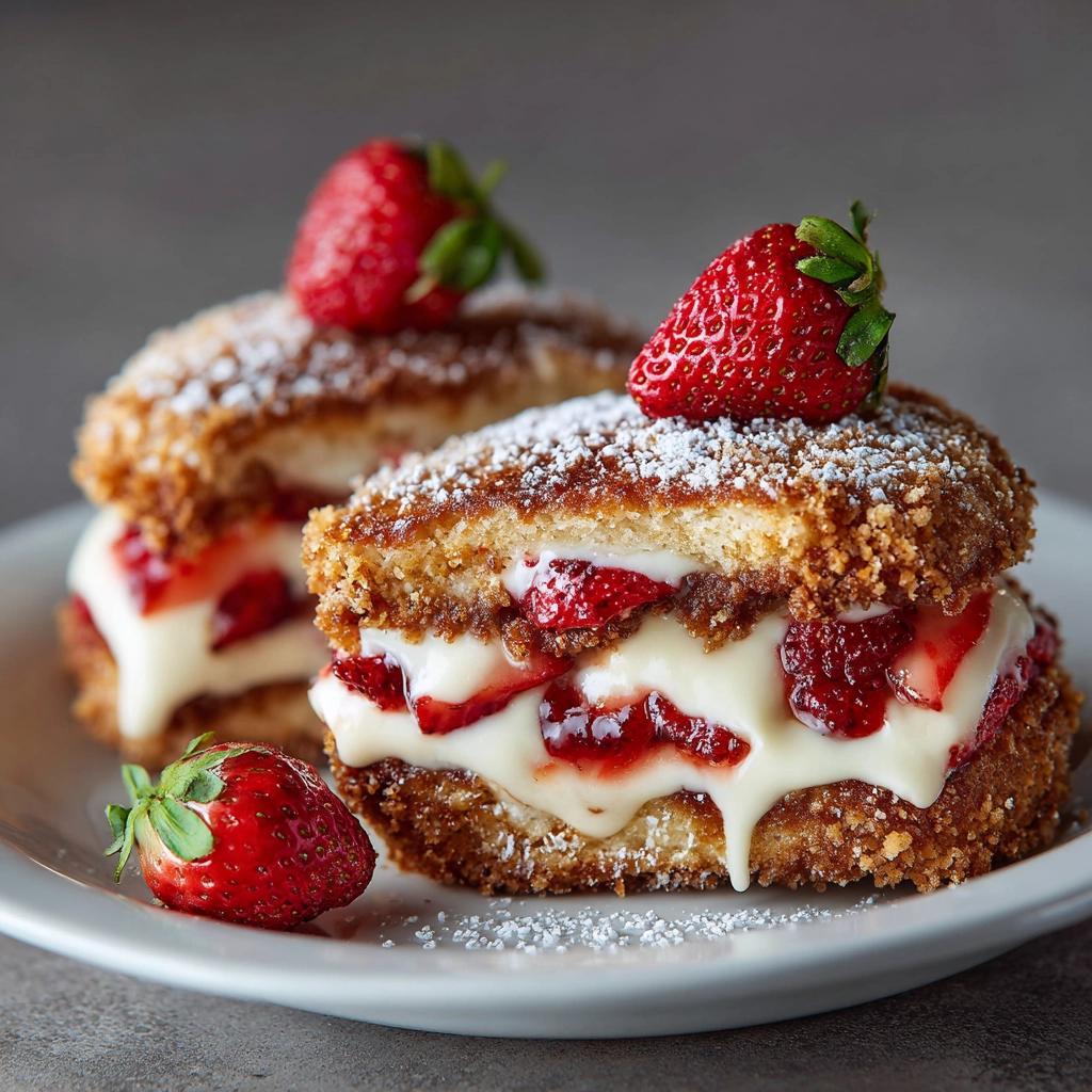 Fried Strawberry Cheesecake Sandwiches