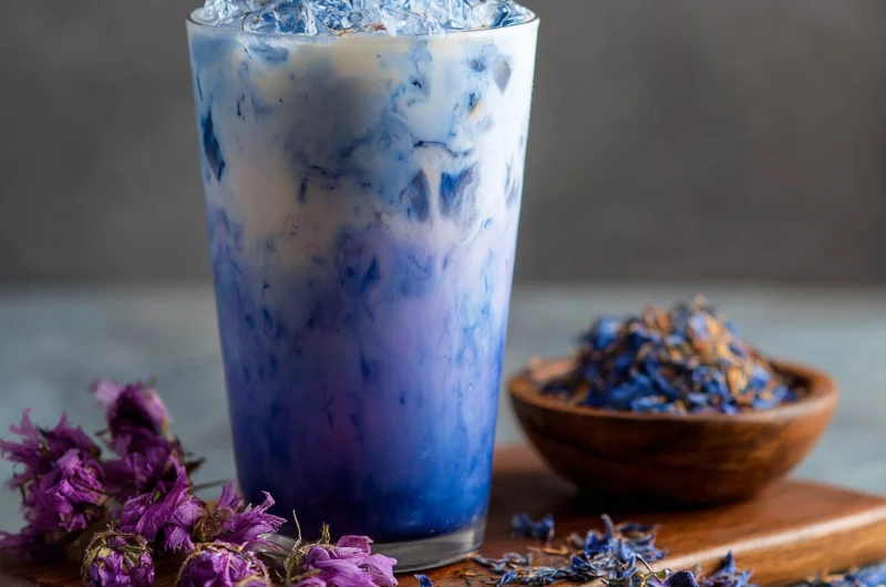 Iced Butterfly Pea Flower Tea Latte – Vibrant, Refreshing & Instagram-Worthy 💜🍵