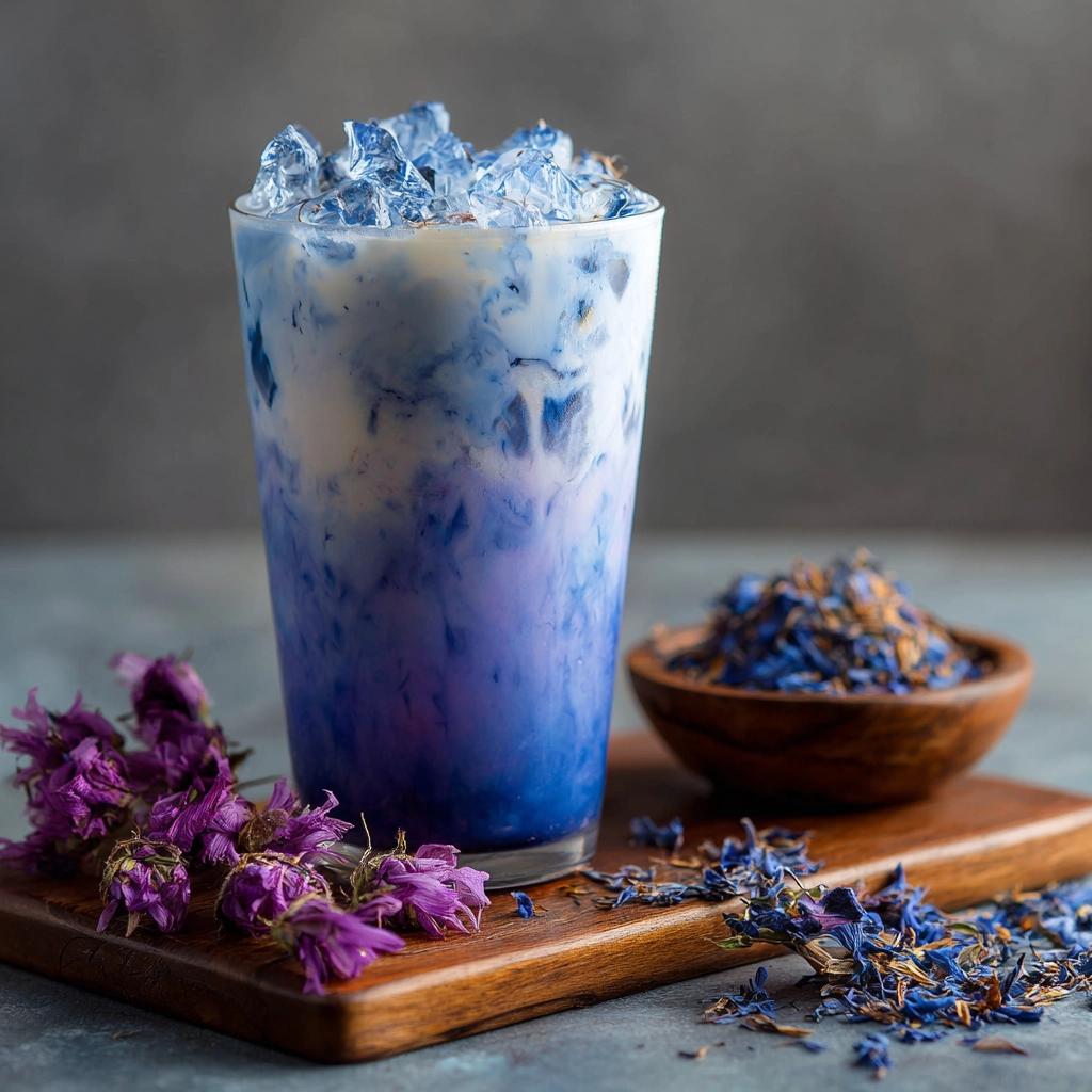 Iced Butterfly Pea Flower Tea Latte
